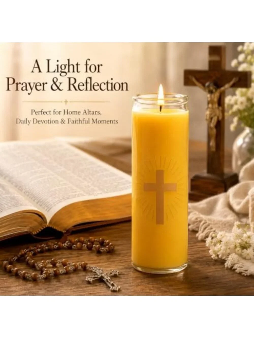 7-Day Beeswax Prayer Candles in Glass - Eco-Friendly, Spiritual Home Decor